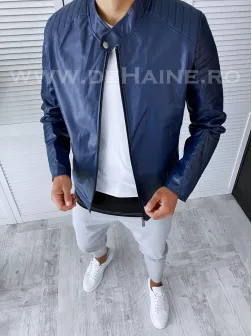 Geaca barbati bleumarin piele ecologica B2828 D0-1